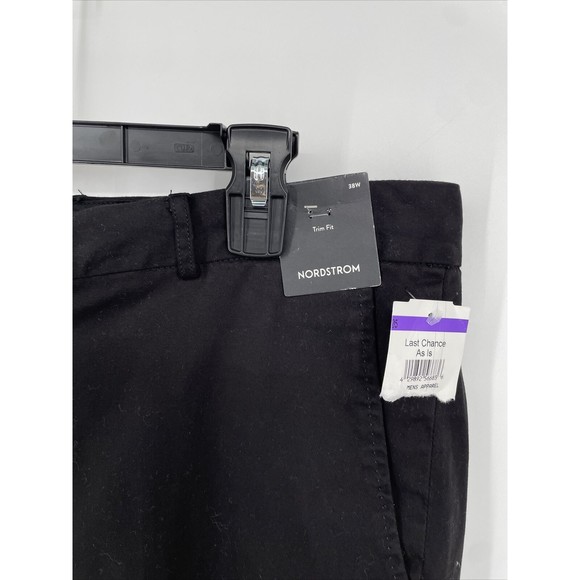 Nordstrom Men's Size 38Waist, UNHEMMED Black Trim Fit Tech Smart Dress Pant - Picture 4 of 6